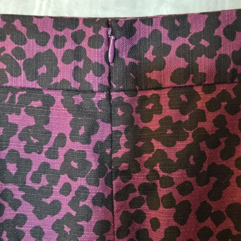Banana Republic Animal Print Cotton Pencil Skirt 12 Purple Black Artsy Office - Picture 5 of 9